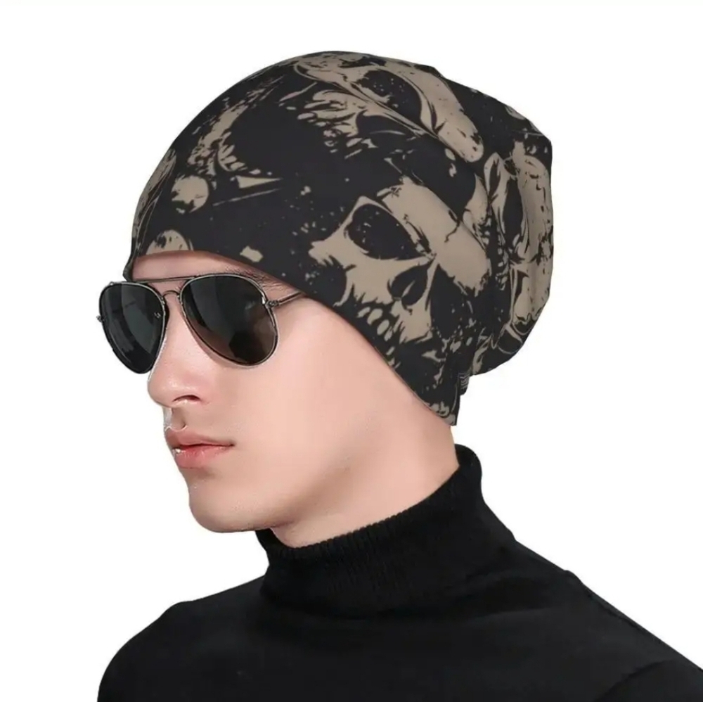 Skull beanie cap slouchy skeleton hat - Picture 6 of 9